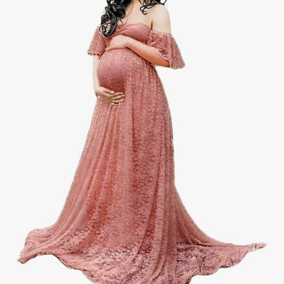 Pink lace maternity dress - Picture 1 of 2